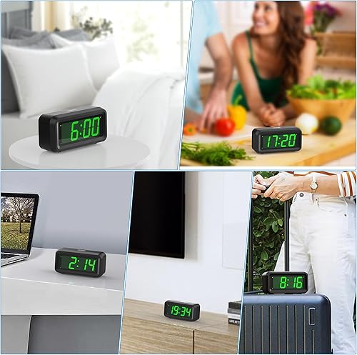 Miniatura 7 de KWANWA Reloj digital pequeño, alimentado con cablefunciona con pilas, reloj despertador, 12H24H, montaje en mesapared, botón de ajuste actualizado,