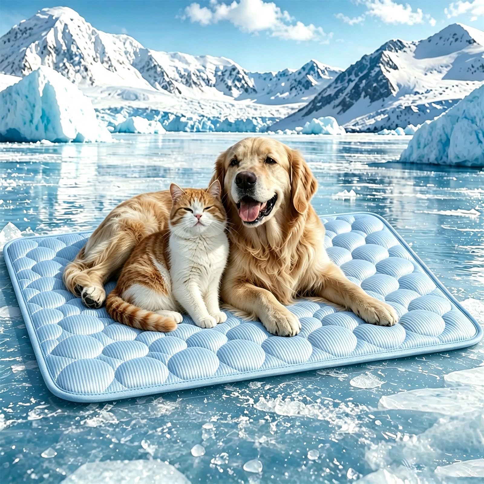 Dog Cooling Mat, 70×55cm Self Cooling Pet Mat for Dogs & Cats, Washable Ice Silk Cool Pad with Non-Slip Bottom, Breathable Pet-Safe Mat for Crate Kennel Car Indoor Outdoor