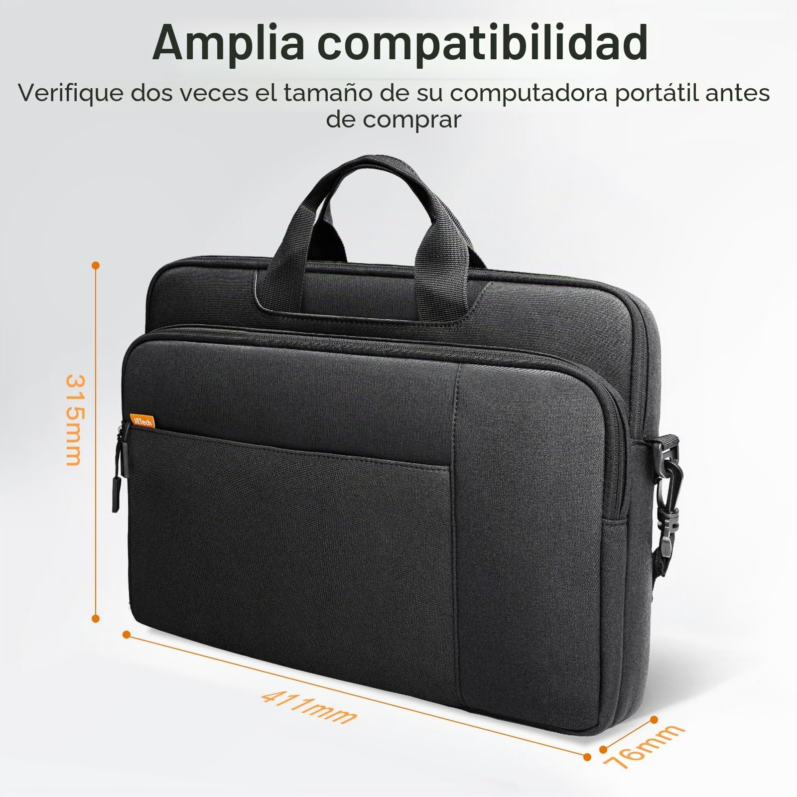 JETech 15 15,6 16 Pulgadas Maletín, Funda Impermeable para Computadora Compatible con MacBook Air/Pro 15/16, Surface Book 3/2 15, Dell Inspiron 15,6, HP Pavilion 15,6 (Negro)