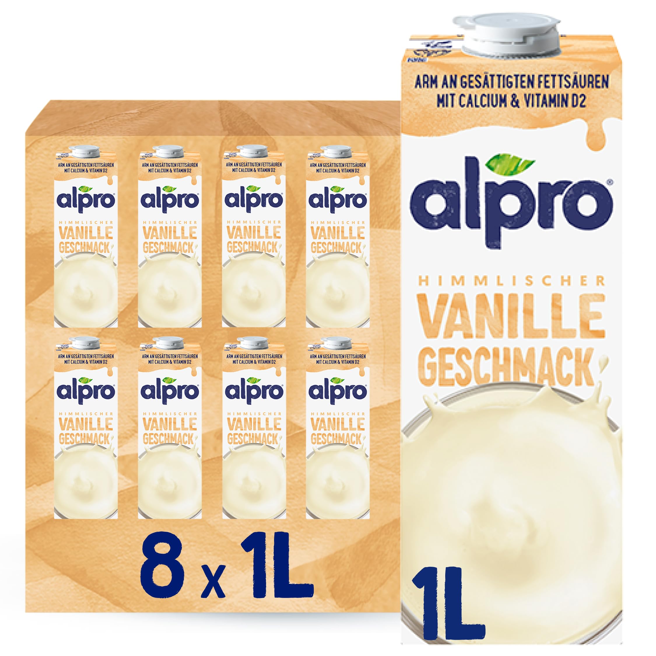 Alpro Sojadrink Vanille Pflanzlicher Drink Vegan 8x1L