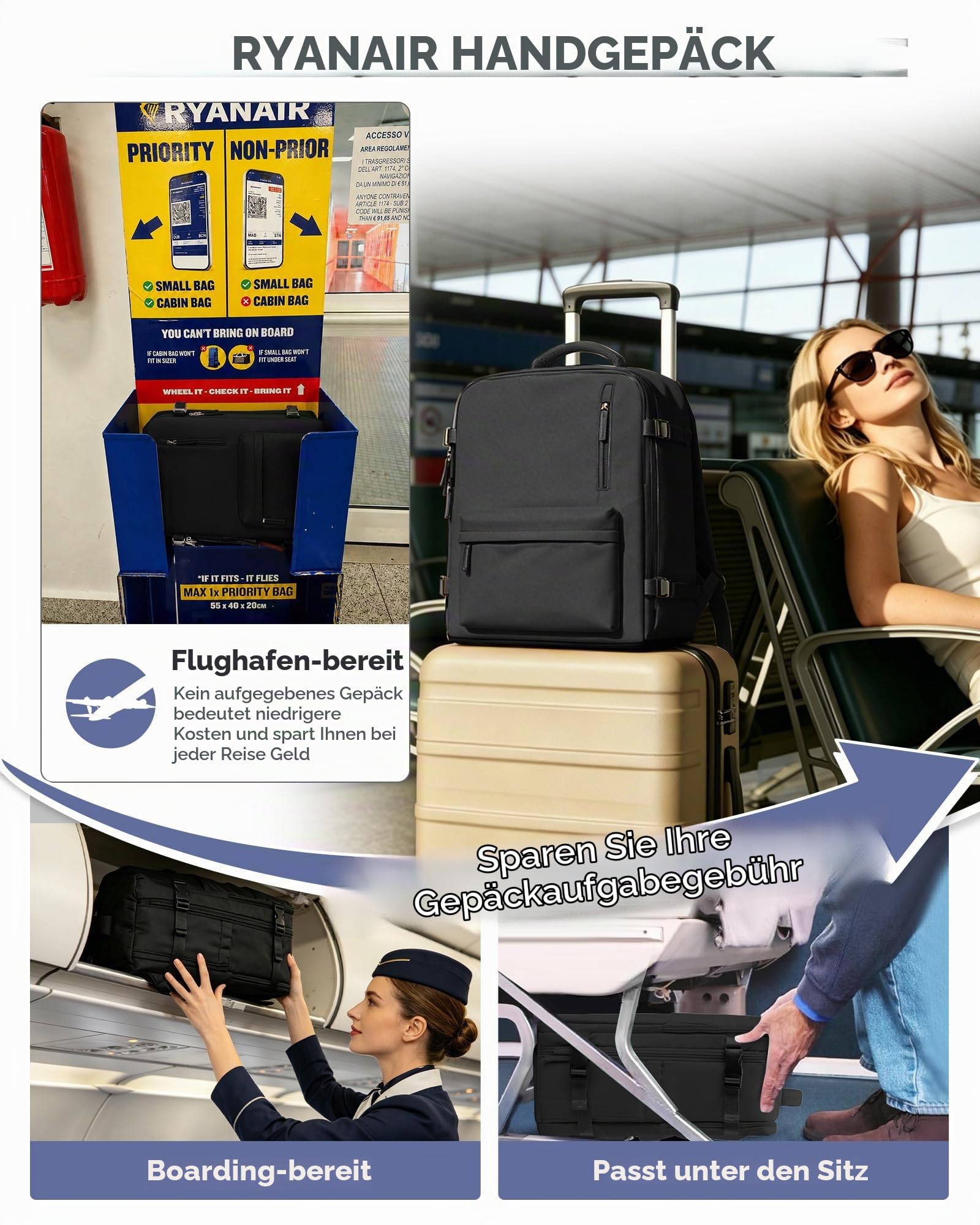 SZSYCN Ryanair Handgepäck 40x30x20 Vakuum Mit Pumpe Flugzeug Rucksack | Ryanair Handgepäck 40x30x20 Vakuum Laptop Rucksack 16 Zoll Anti Diebstahl Tasche Wasserdichte Vakuum Rucksack Mit Pumpe