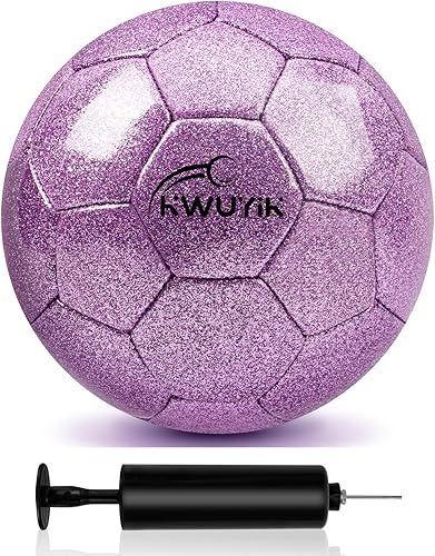 Miniatura 10 de Tamaño 3, 4, 5, juego de pelota de fútbol con purpurina, rosa, dorado, morado, con inflador, pelota de fútbol para niños de 3-6, 6, 8, 8-12, pelota
