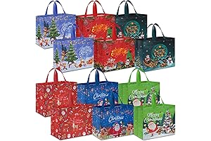 AhfuLife Extra Large Christmas Gift Totes, 15.7'' x 14.2''x 5.9''