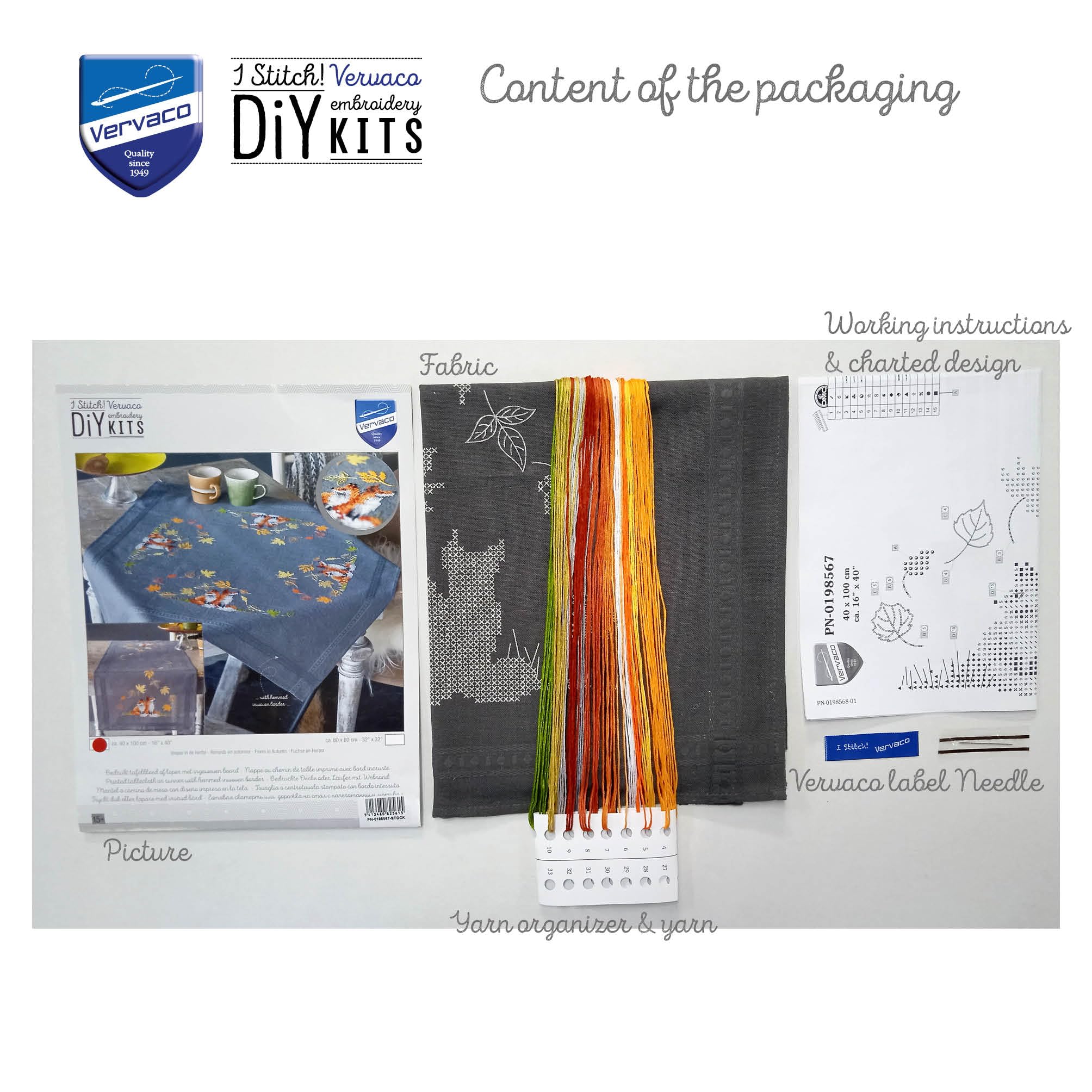 VERVACO Kit Punto Croce Prestampato Centrotavola VOLPI IN AUTUNNO Biancheria Da Tavola Set Fai Da Te Creativo 40 x 100 cm Kit Hobby Creativi Adulti Casa Decor Cross Stitch Runner