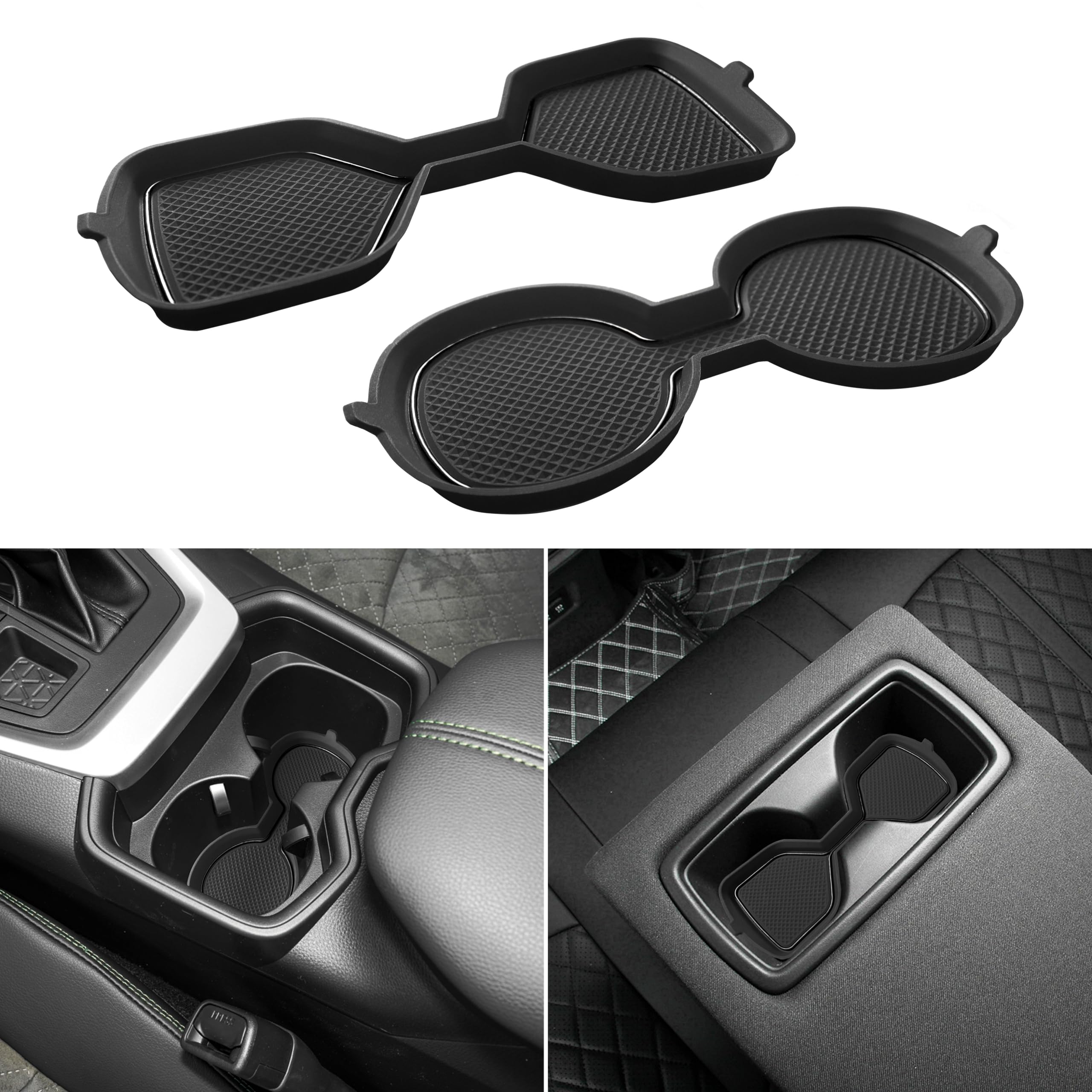 SENSHINE Cup Holder Inserts for Toyota Rav4 Accessories 2019 2020 2021 2022 2023 2024 2025 Center Console Liner Cup Protector Coaster Mats for Toyota Rav4 2Pcs (Black)