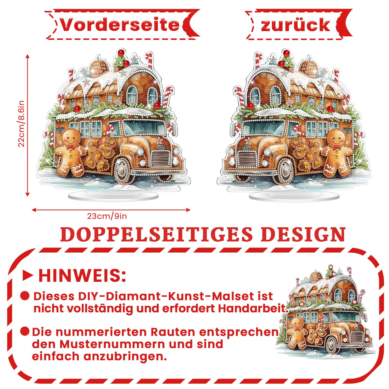 5D Diamond Painting kersthuis met kerstman, doe-het-zelf diamantschilderset voor volwassenen, sneeuwpop, kerstafbeelding voor winter, wanddecoratie, kerstdecoratie voor winterdecoratie en cadeau, 30 x 5D Diamond Painting kersthuis met kerstman, doe-het-zelf diamantschilderset voor volwassenen, sneeuwpop, kerstafbeelding voor winter, wanddecoratie, kerstdecoratie voor winterdecoratie en cadeau, 30 x