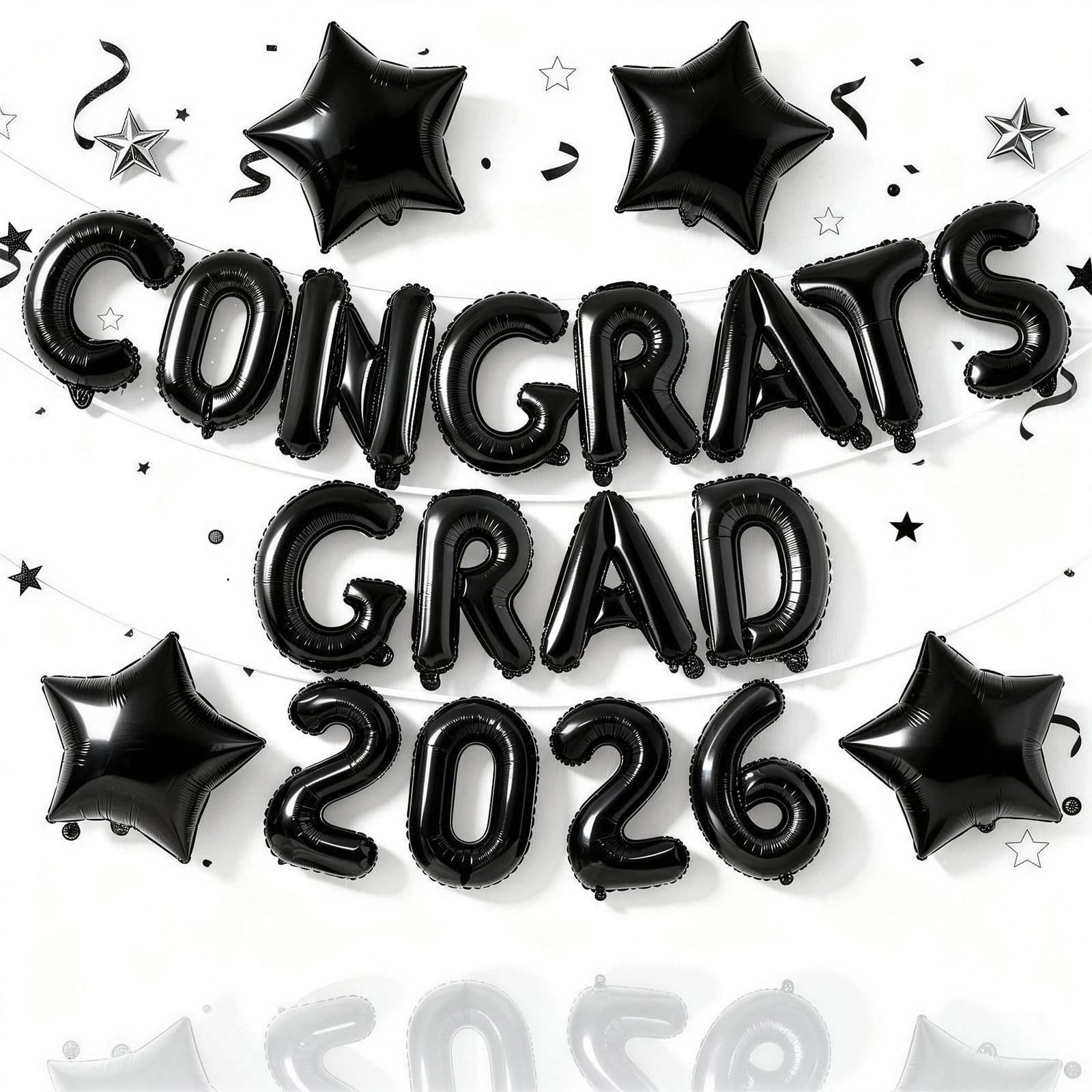 Jobkoo Congrats Foil Balloons for Graduations Black โ image 1
