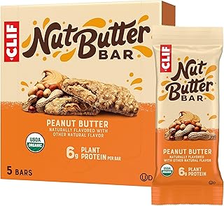 CLIF Nut Butter Bar - Peanut Butter - Energy Snack Bars - Non-GMO - USDA Organic - Plant Based - Low Glycemic - 1.76 oz. (5 Pack)
