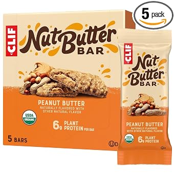 CLIF Nut Butter Bar - Peanut Butter - Energy Snack Bars - Non-GMO - USDA Organic - Plant Based - Low Glycemic - 1.76 oz. 5 Pack