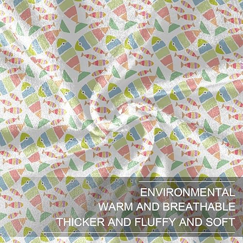 Miniatura 7 de Seamless Hawaiian Fish Pattern Microfiber Flannel Blanket for Adults Kids, Warm Winter Blanket for Car Couch Car, 60x90 Inches Plush Blanket