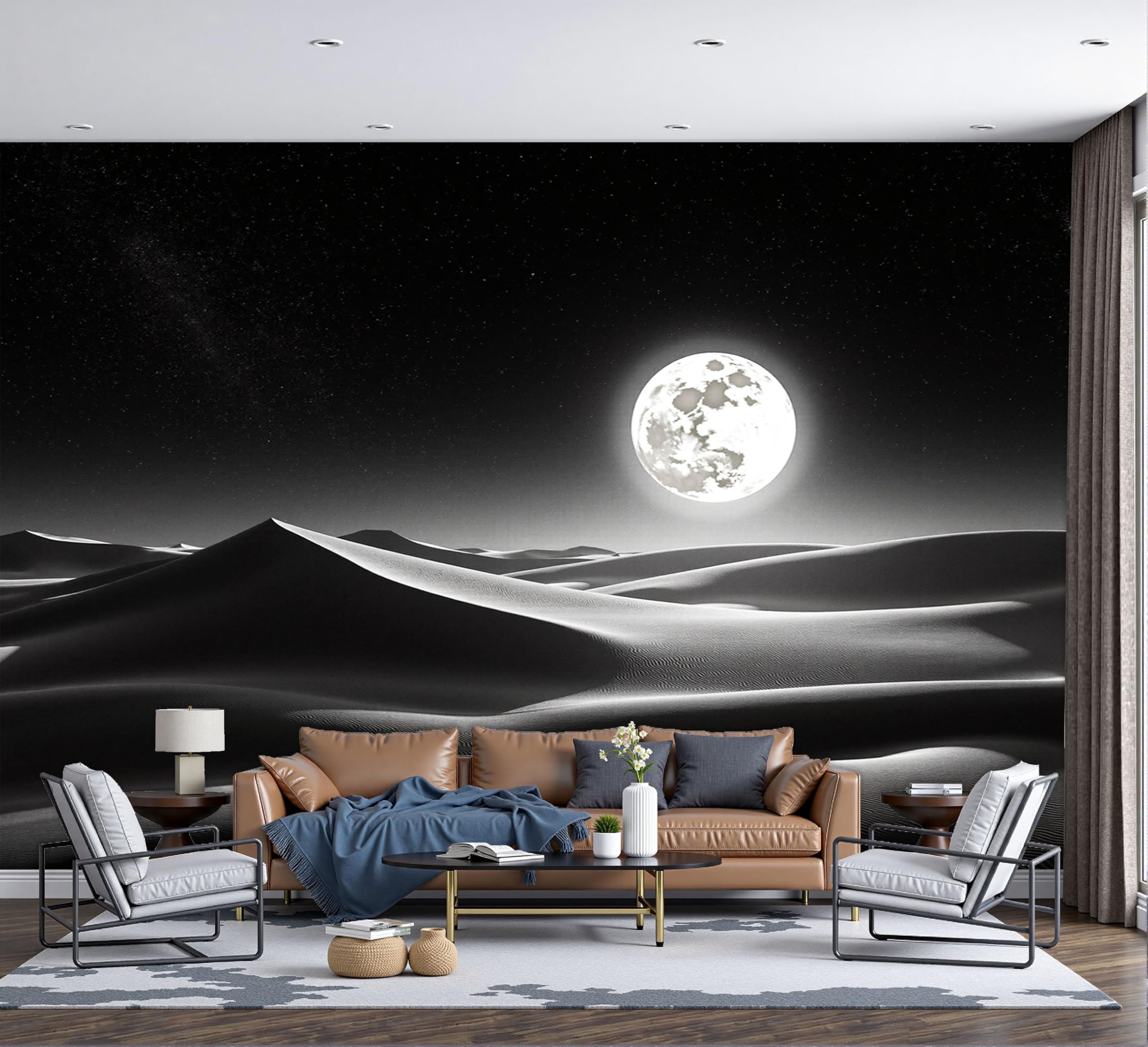 Papier peint panoramique 300x210 cm photo poster dunes effet soie naturelle