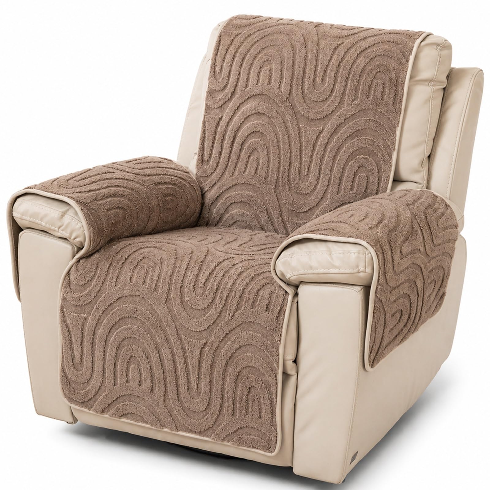 GZGLZDQ Recliner Chair Cover Non-slip, Armchair Cover Pet-safe Washable, Recliner Sofa Covers in Short Plush, Breathable Armchair Cover for Single Chairs Recliners Armchairs(E-light chestnut)