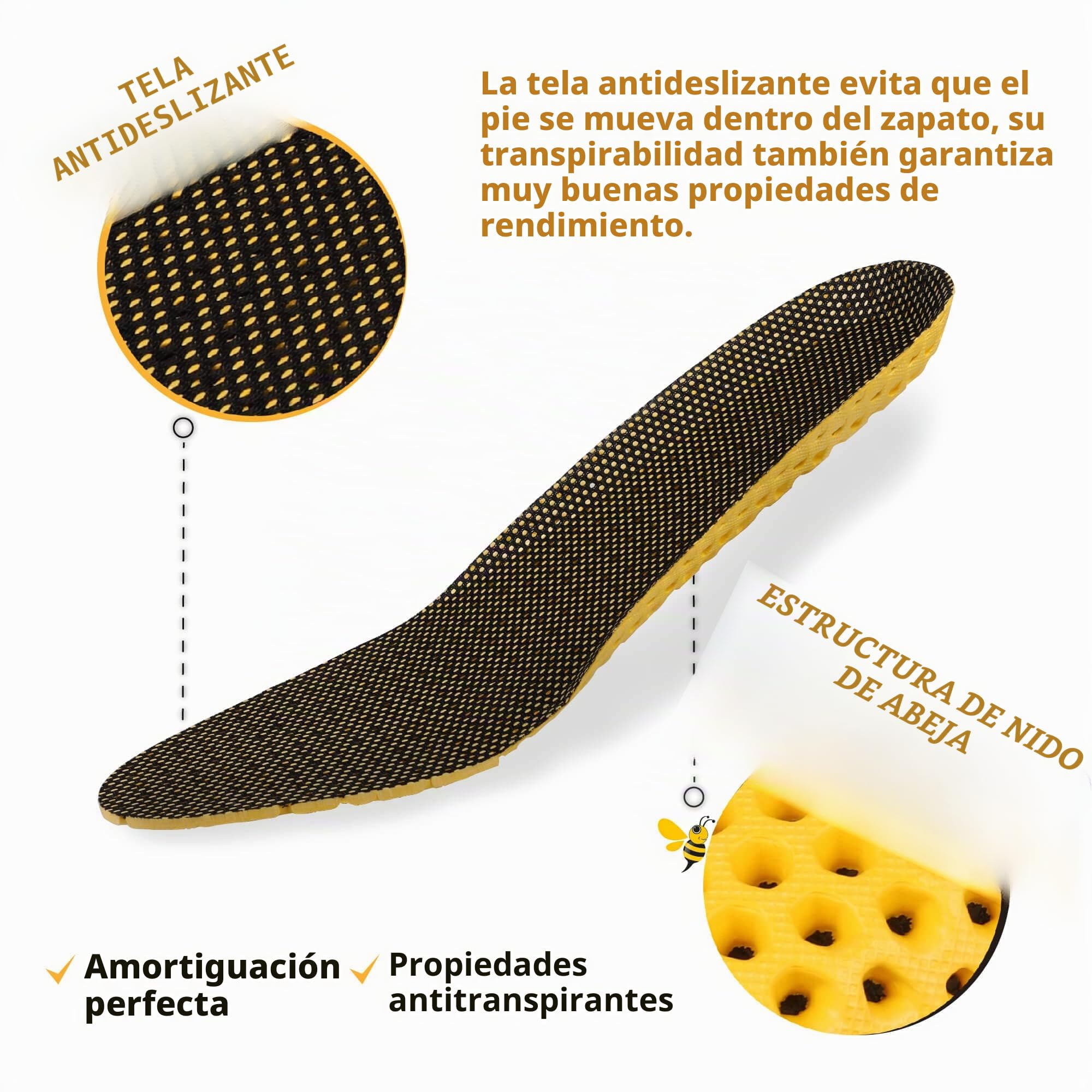 SULPO Plantillas Deportivas Amortiguación Adicional 3 Pares Talla 41-46