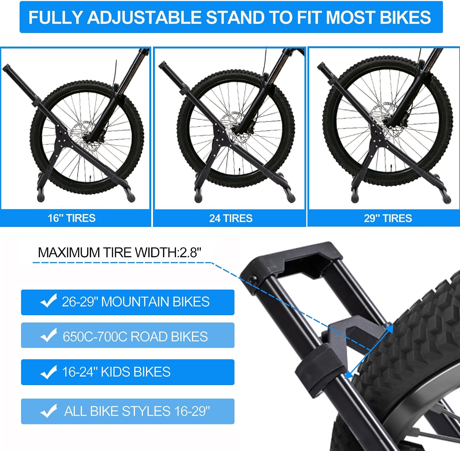 3PCS Adjustable Bicycle Storage Stand Bike Floor Parking Rack Bike Holder Fit All Mountain & Road Bikes Steady Wheel Holder Indoor Outdoor Cycling Storage Organizer Apartment Garage Cycle Tires Holder