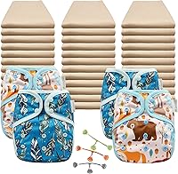 Vista 5 de OsoCozy Paquete económico de pañales de tela plana orgánica, 36 pañales planos de algodón orgánico, 3 cierres Snappi, 4 fundas de pañales