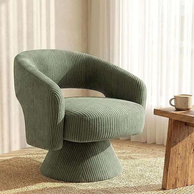 Sillón Giratorio Tapizado Terciopelo Verde miniatura 8