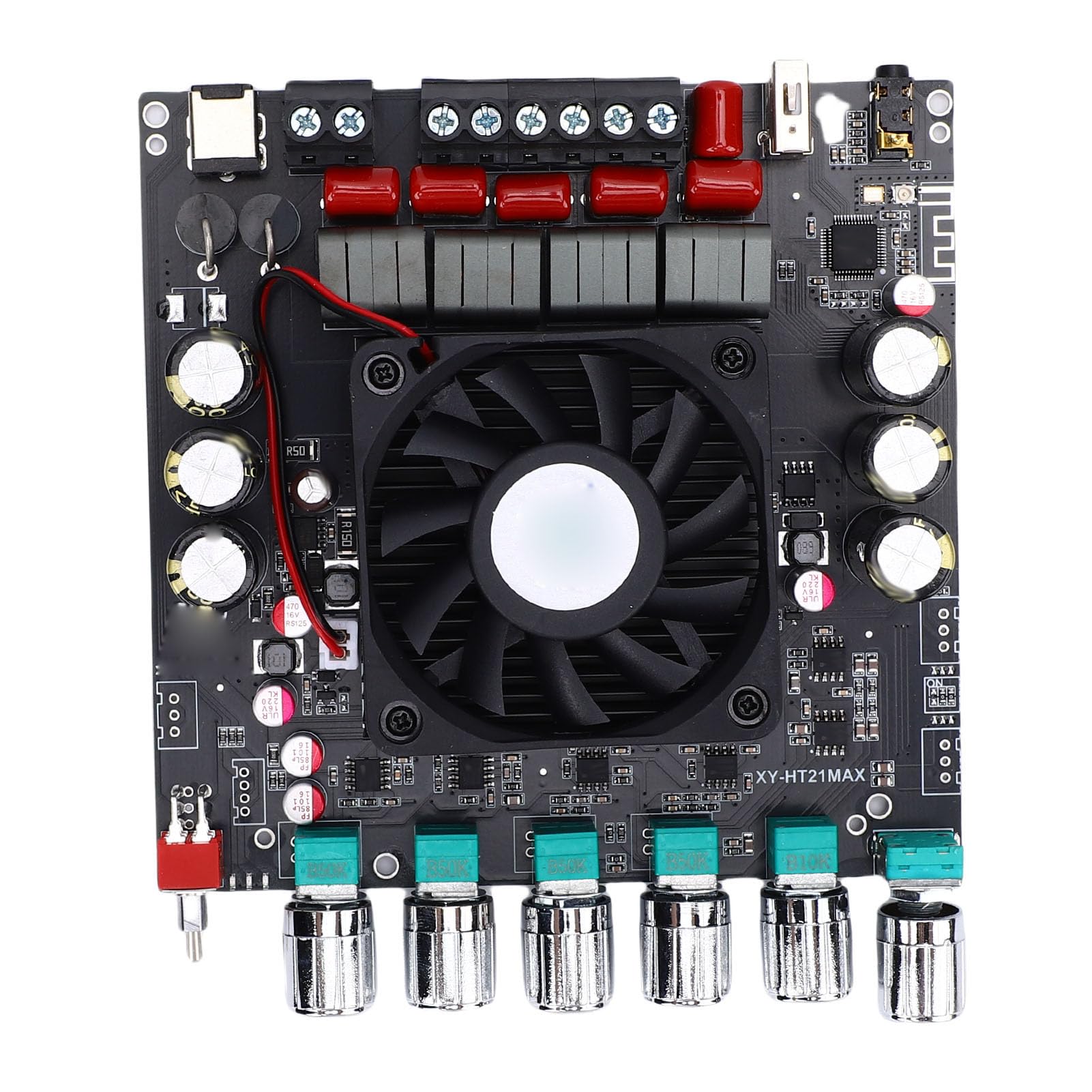 Scheda Amplificatore Audio Bluetooth a 2.1, Modulo AMP Digitale Ad Alta Potenza da 200 W+200 W+400 con Controllo dei Bassi Acuti e Protezioni Multiple, Ideale per Altoparlanti Home Theater