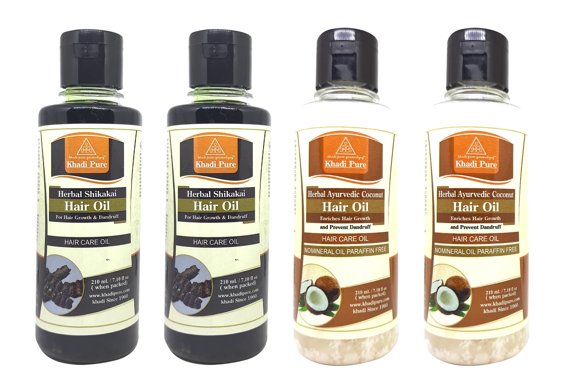 Khadi Pure Herbal Shikakai & Ayurvedic Coconut Hair Oil Pack of 2 (420ml)