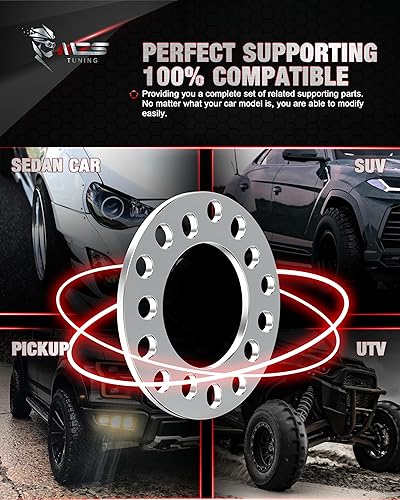 Miniatura 7 de MZS Espaciadores de rueda de 5 x 114.3, 0.25 pulgadas de grosor, 5 x 4.5 - Paso de rosca M12x1.25 compatible con 300ZX 350Z 370Z  Altima  G35 G37