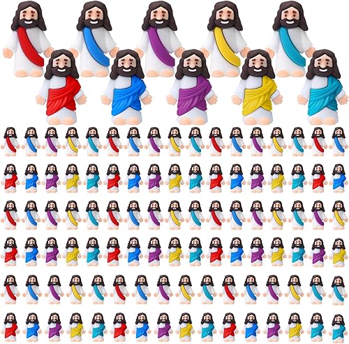 Bememo 100 piezas de juguetes de Jesús pequeño Jesús figura miniatura de Jesús muñeca pequeña de Jesús para esconderse y buscar, regalos religiosos Bememo 100 piezas de juguetes de Jesús pequeño Jesús figura miniatura de Jesús muñeca pequeña de Jesús para esconderse y buscar, regalos religiosos