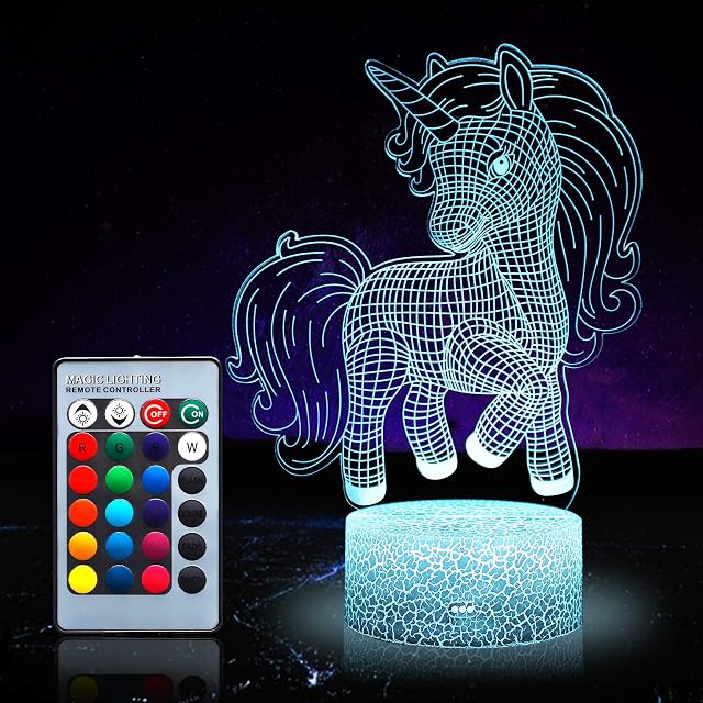 Unicorn Night Light for Kids, Unicorn Toys for Girl, 16 Colours Changing Night Lamp with Remote Control 1172