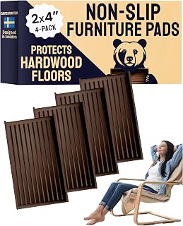 CasterMaster Rectangular Rubber Pads - 2x4 in Brown, 4 Pack