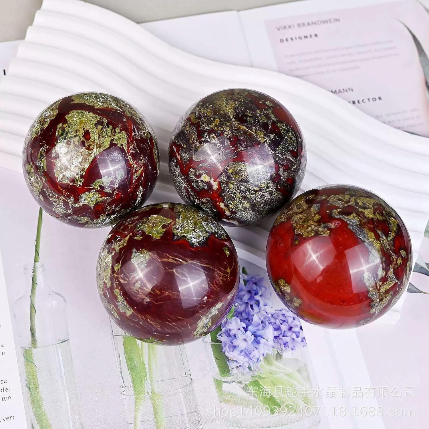 Dragon Blood Jasper Stone Crystal Ball - Dragon Blood Stone Crystal Sphere Meditation Balls for Witchcraft and Decorative Balls, Meditation & Feng Shui Home Decor (90-100mm)