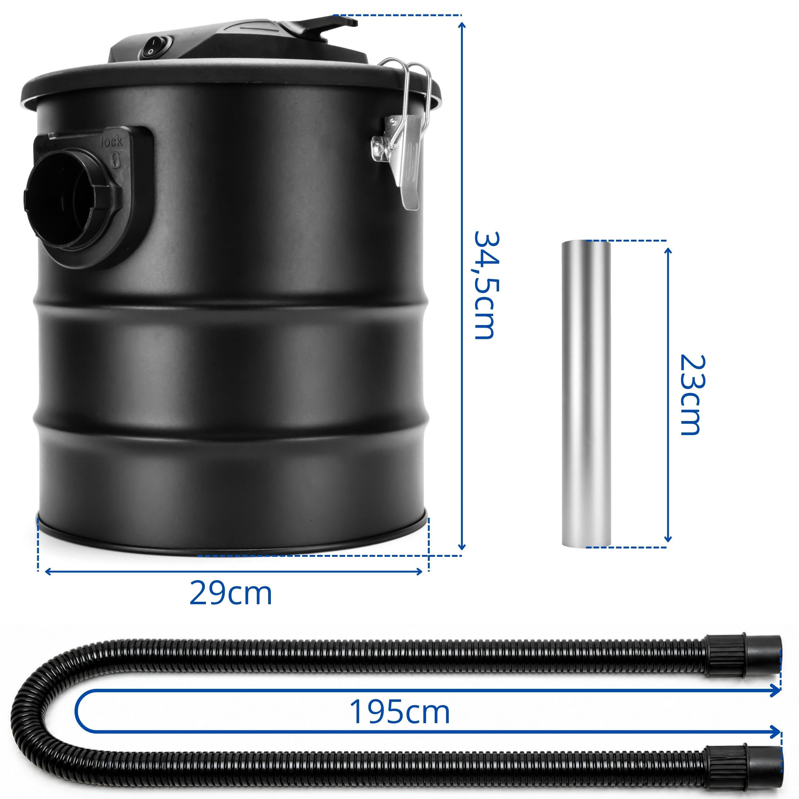 Aspiracenere da 20 l, aspirapolvere da camino, 1200 W, Doppio sistema di filtraggio Sellnet SN2018