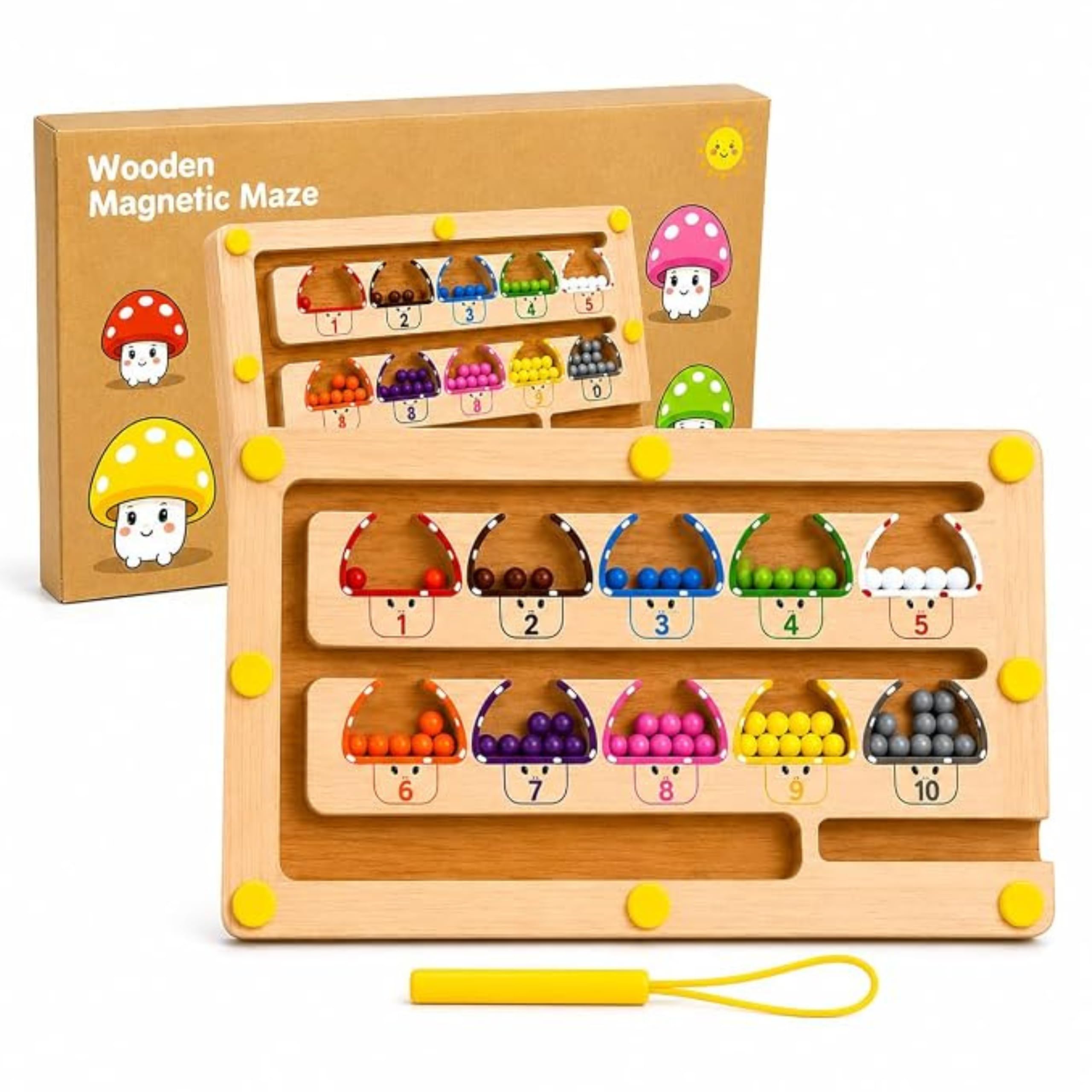 Magnetic Color and Number Maze,Color Matching and Counting, Fine Motor Skills Educational Toy for Boys and Girls Ages 3 to 5 (Mush Maze)-picture-19
