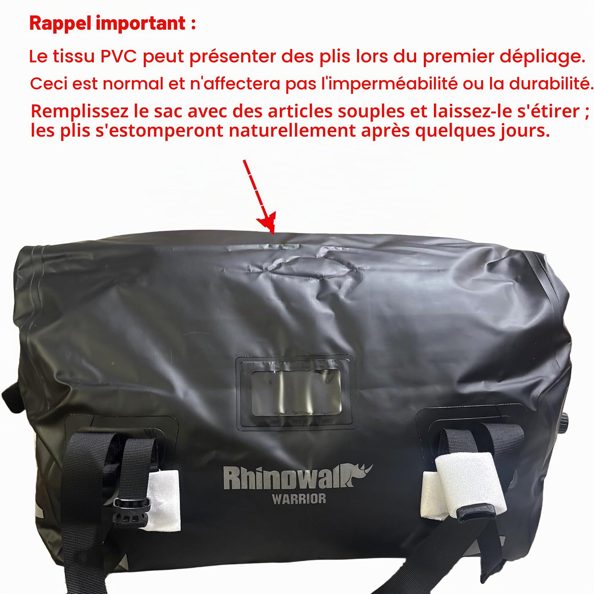 Rhinowalk Sacoche de selle de moto 65L – Sac de queue de tourisme imperméable extra-large avec extension MOLLE et sangles de sac à dos