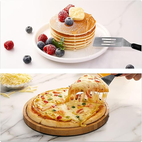 Miniatura 6 de Espátula pequeña profesional mini espátula para servir, juego de 4 espátulas de metal de acero inoxidable, cortador y volteador de servir para