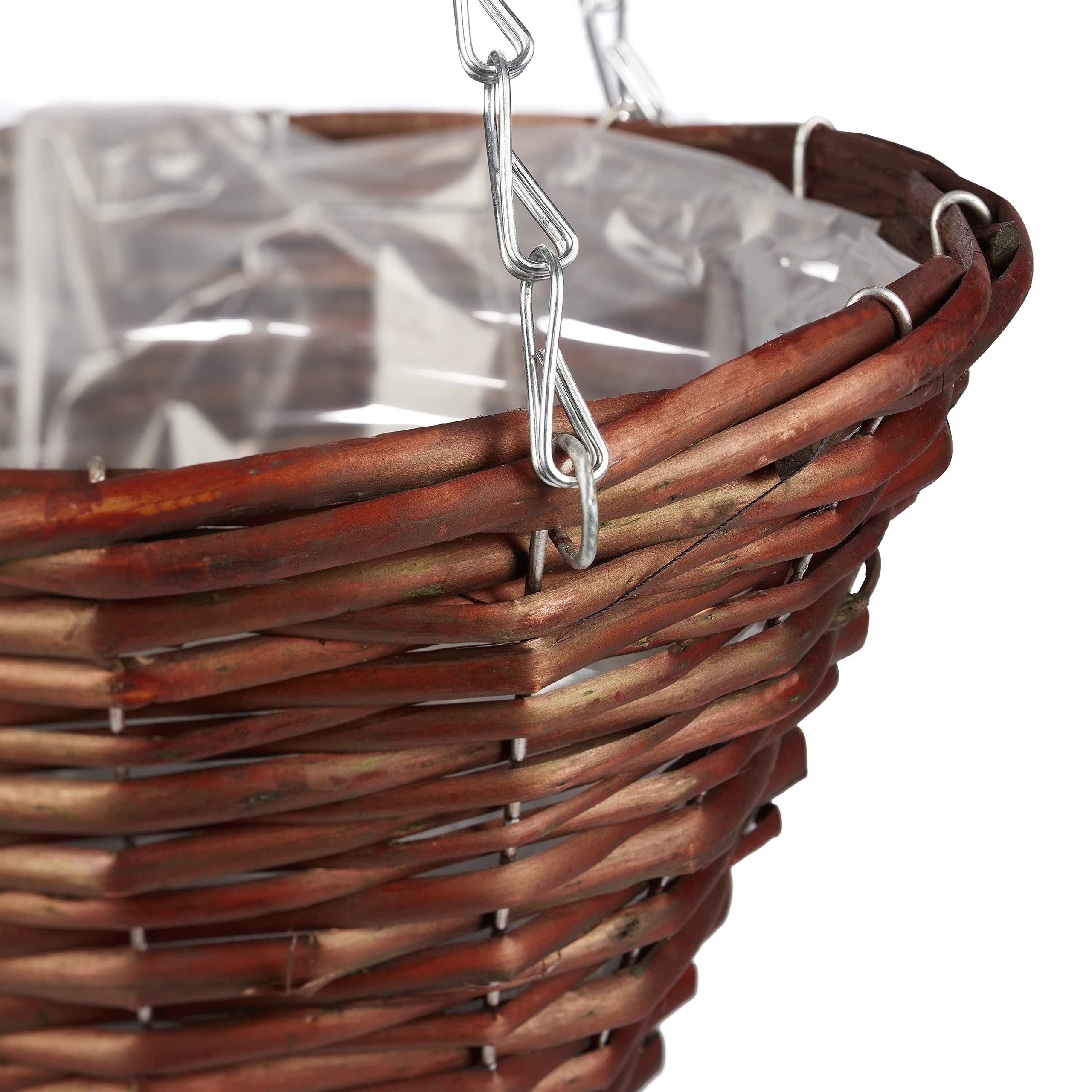 relaxdays Suspension pour Plantes en Lot de 3, Panier tressé en Osier, Fait Main, Pot de Fleur HxD 30 x 25 cm, Brun