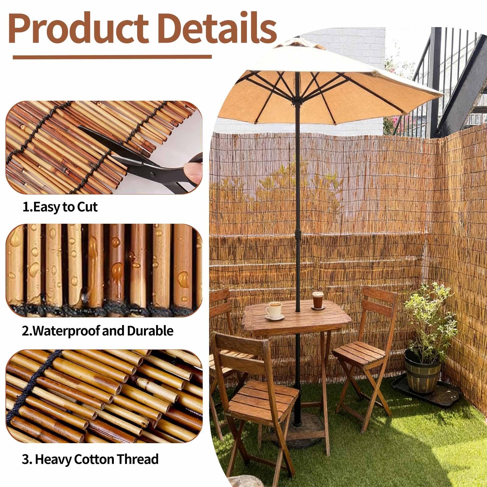 Canisse Brise Vue Bambou 1m 1m20 1m50 1m60 1m80 Hauteur Canisse En Roseau Naturel Cloture Jardin Exterieur Paravent Écran De Balcon Intimité Occultant Clôtures Décoratives(Carbonized,100x250cm)
