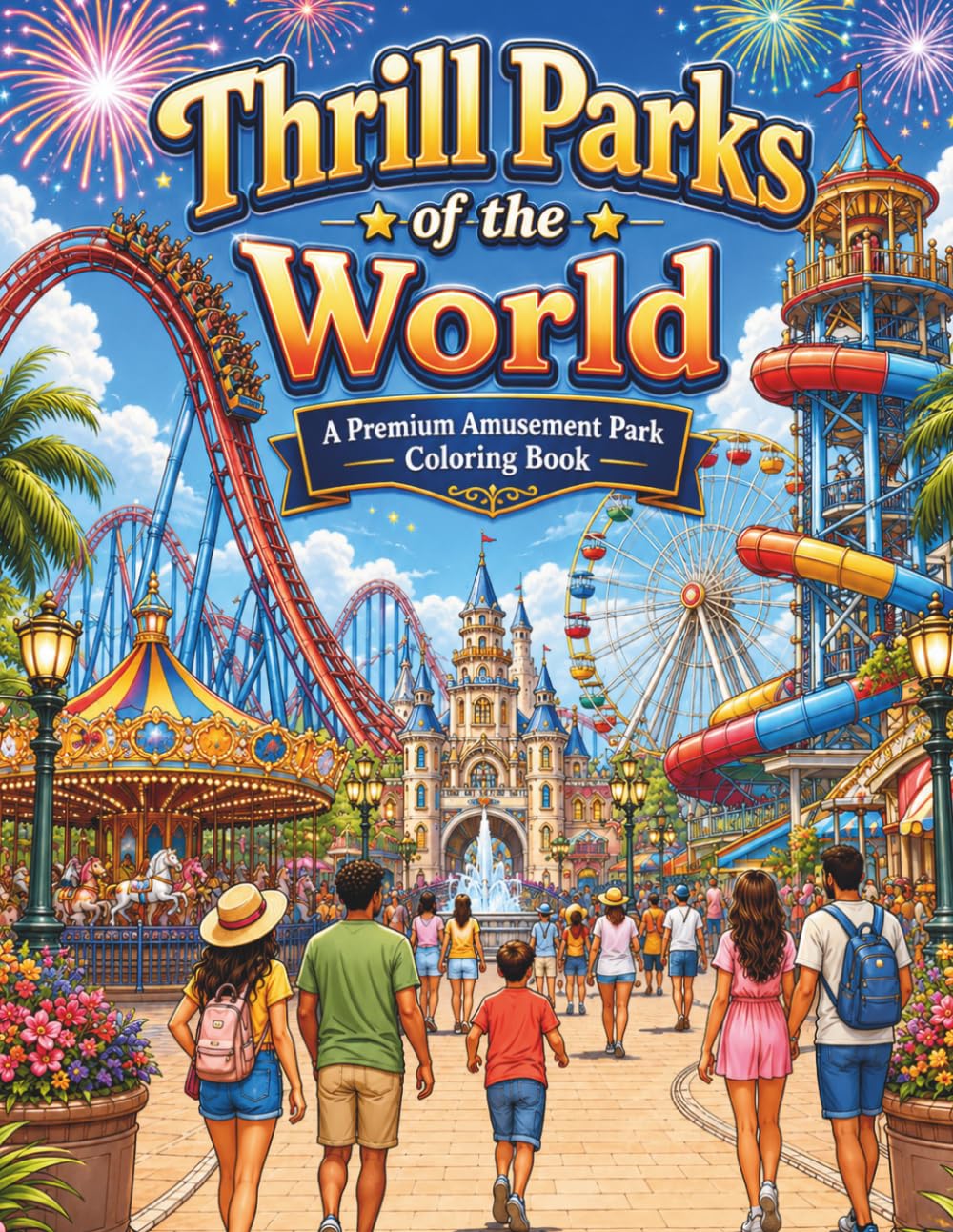 Thrill Parks of the World: A Premium Amusement Park Coloring Book