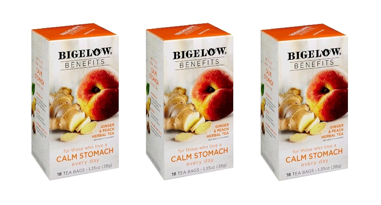 2 set Bigelow Benefits Ginger & Peach Herbal Tea , Pack of 3