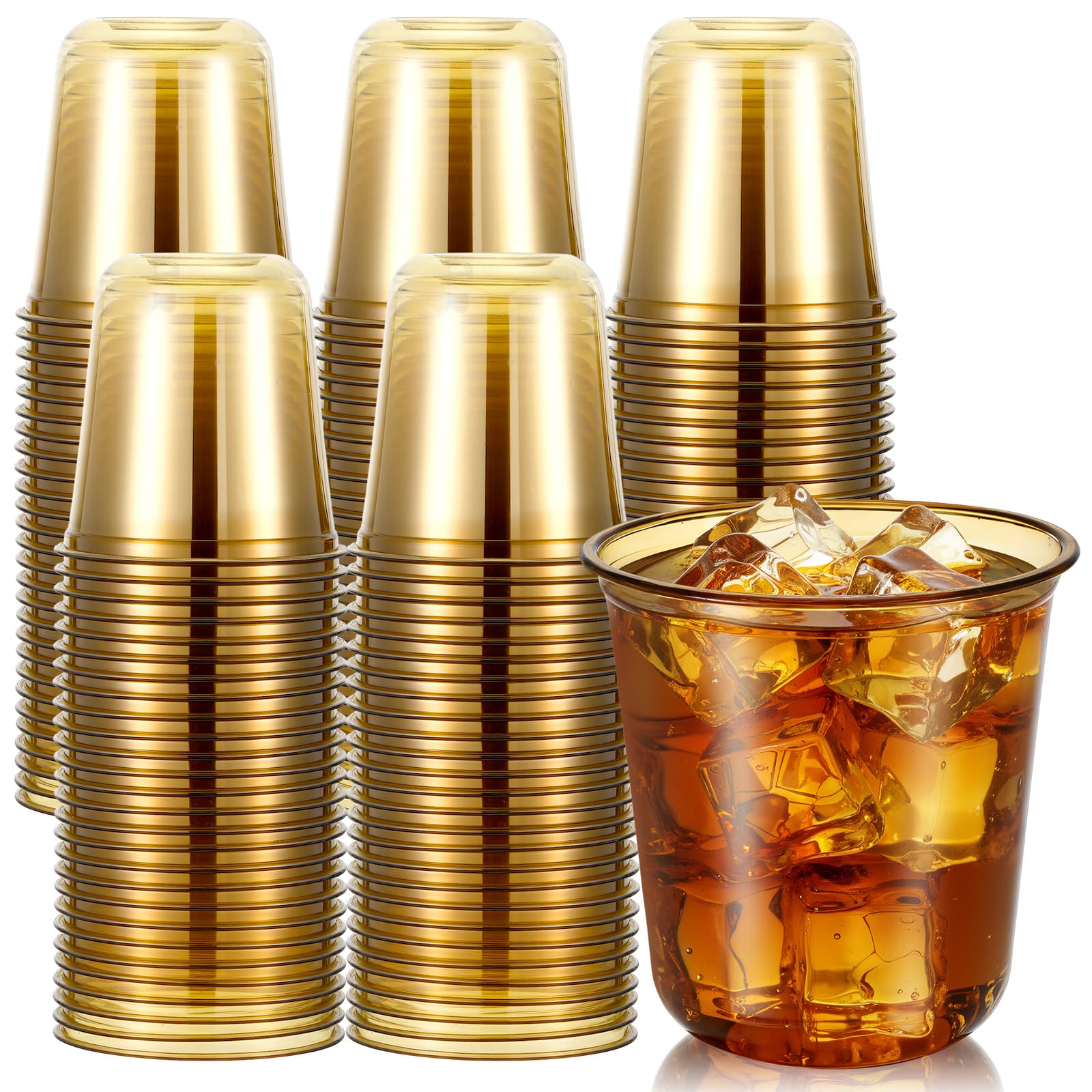 Gold Plastic Cups - 50 Pack Disposable Wine Glasses -25