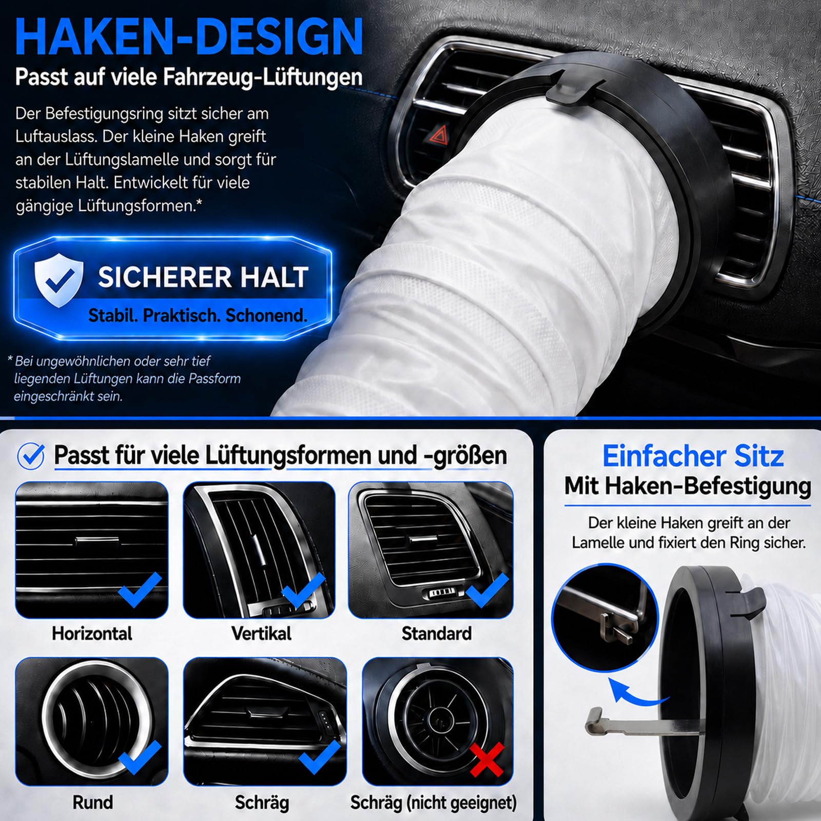 Universal Auto Klimaanlage Verlängerungsschlauch, Lüftungsschlauch für Rücksitz, Kühlung & Heizung für Hunde und Kinder im Auto