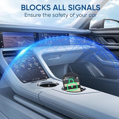Vista 54 de TICONN Faraday - 2 bolsas para llavero, protector de jaula Faraday de 3.5 x 5.0 pulgadas, bloqueo de señal RFID para automóvil, bolsa antirrobo Negro