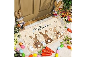 Easter Bunny Welcome Mats for Front Door Easter Rugs 16 x 28 Inches