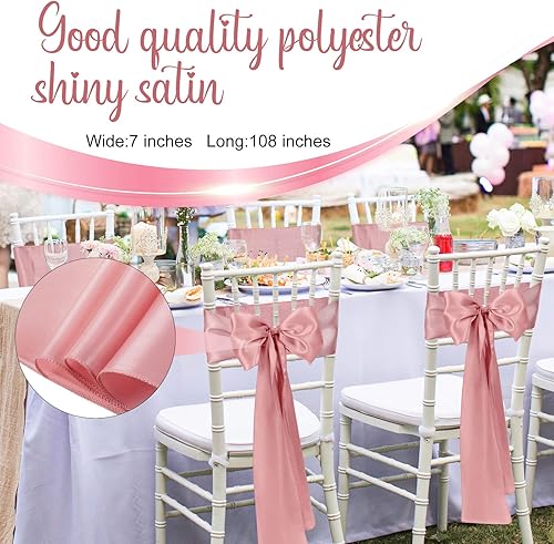 Vista 9 de XunYee Paquete de 80 bandas de satén para sillas de boda, decoración de silla, fundas de lazo, bandas para compromisos, graduaciones, eventos, Azul