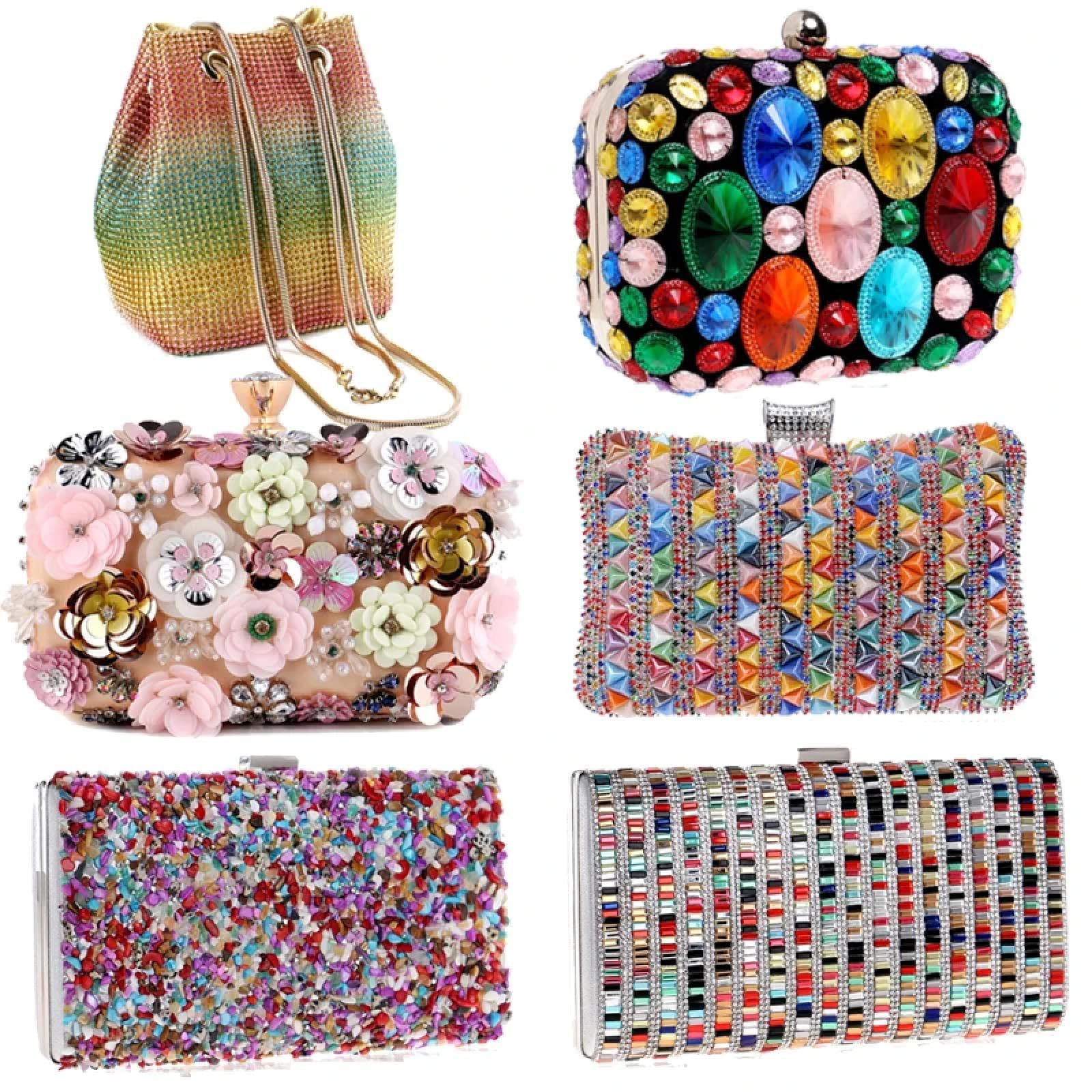 Abendtasche Damen Clutch Blumen Süßigkeiten Farbe Frauen Abend Taschen Hochzeits Party Event Clutch Metall Strass Handtaschen Perlen Tasche
