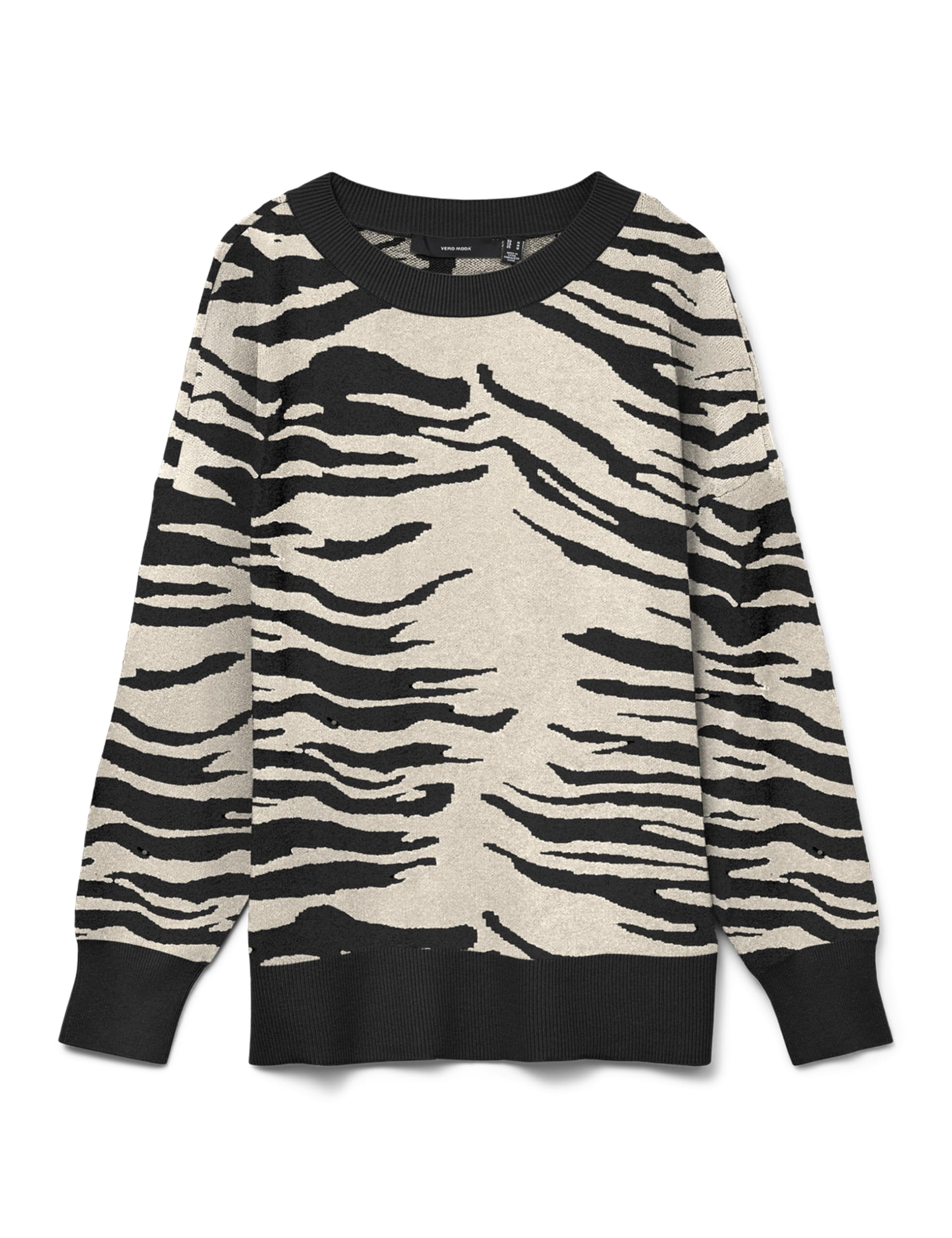 VERO MODA Vmnancy LS O-Neck Long Pullover Boo Rep, Black, S
