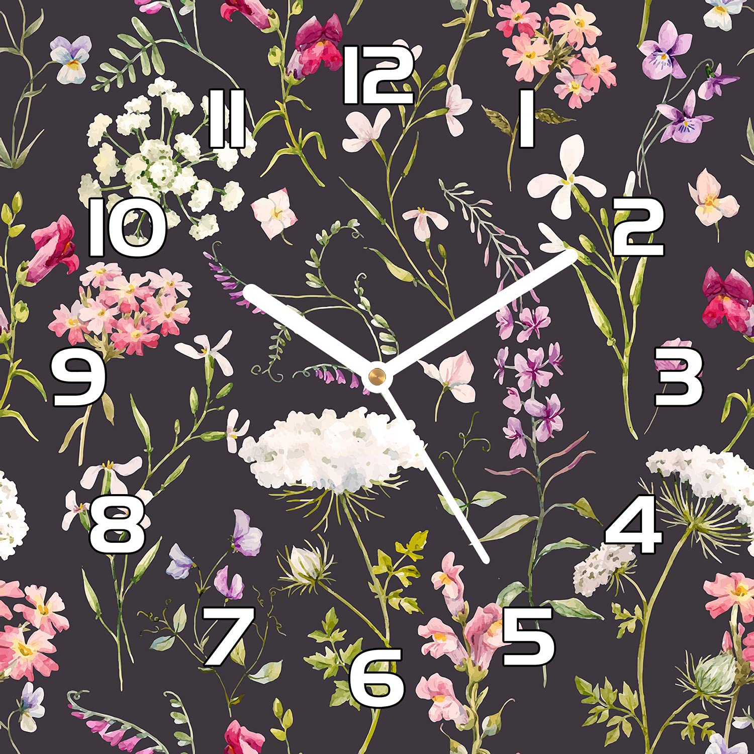 Horloge en Verre de Sécurité 30x30 cm Moderne - Finition Premium Graphique Ustensile Botanique