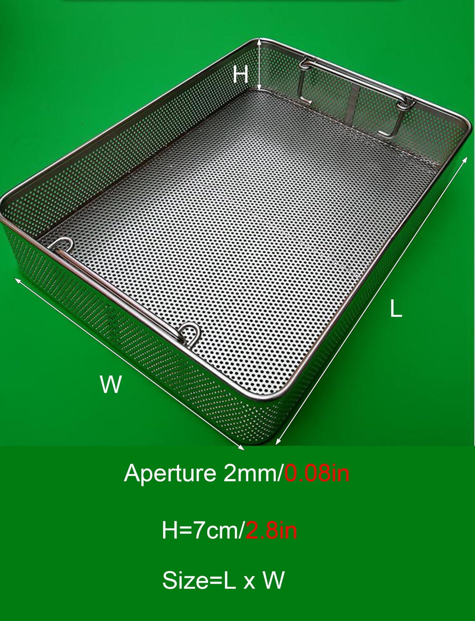 Cestello for la disinfezione in acciaio inossidabile 304 for uso medico, cestelli for vassoi di sterilizzazione for strumenti di lavaggio e pulizia con maniglia, cestelli for la disinfezione in rete p