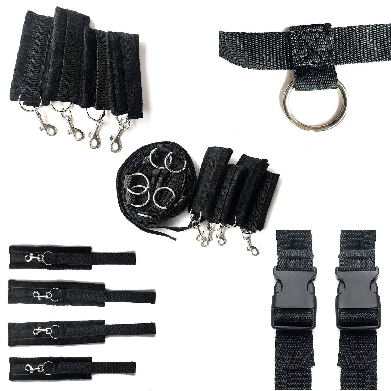 1 SET Conjunto de Juego de Correa de Nylon Ajustable para Cama Individual, Fiesta de restricción de Pareja