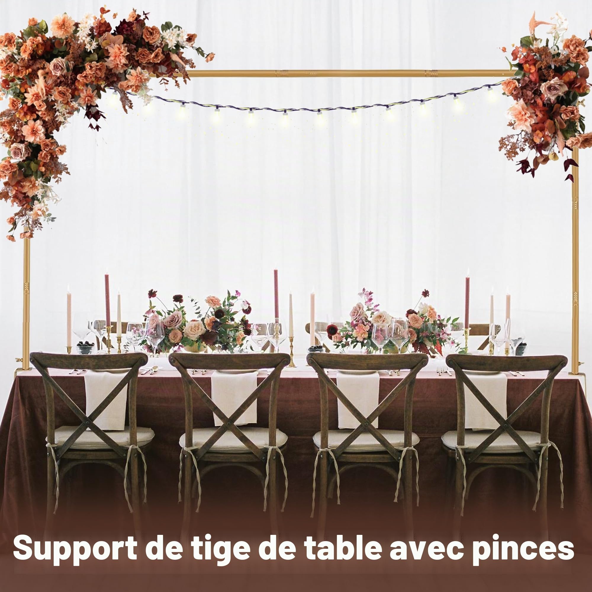 Support de tige de table, support d'arche de ballons, support d'arche de Noël, support de toile de fond pour décoration de table de mariage, festivals, fête d'anniversaire, décoration de spectacles