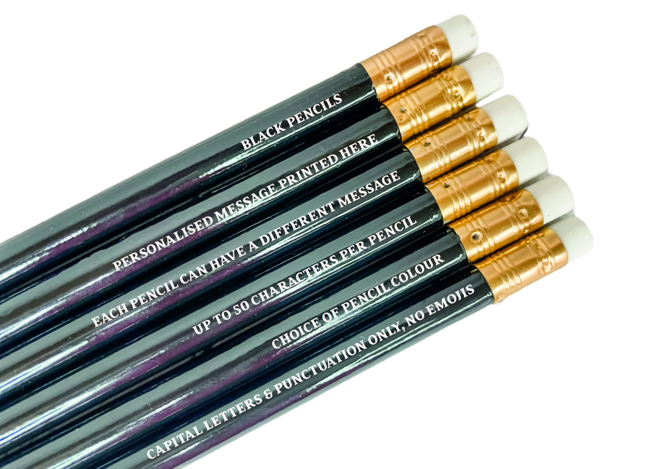 Personalised Pencils - Choice of Colours and Quantities (Black, 24 Pencils)