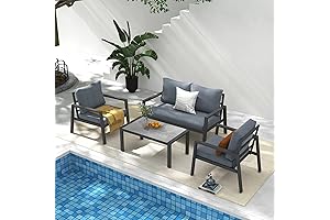 Soleil Jardin Dark Grey Aluminum Outdoor Patio Furniture, 4-piece