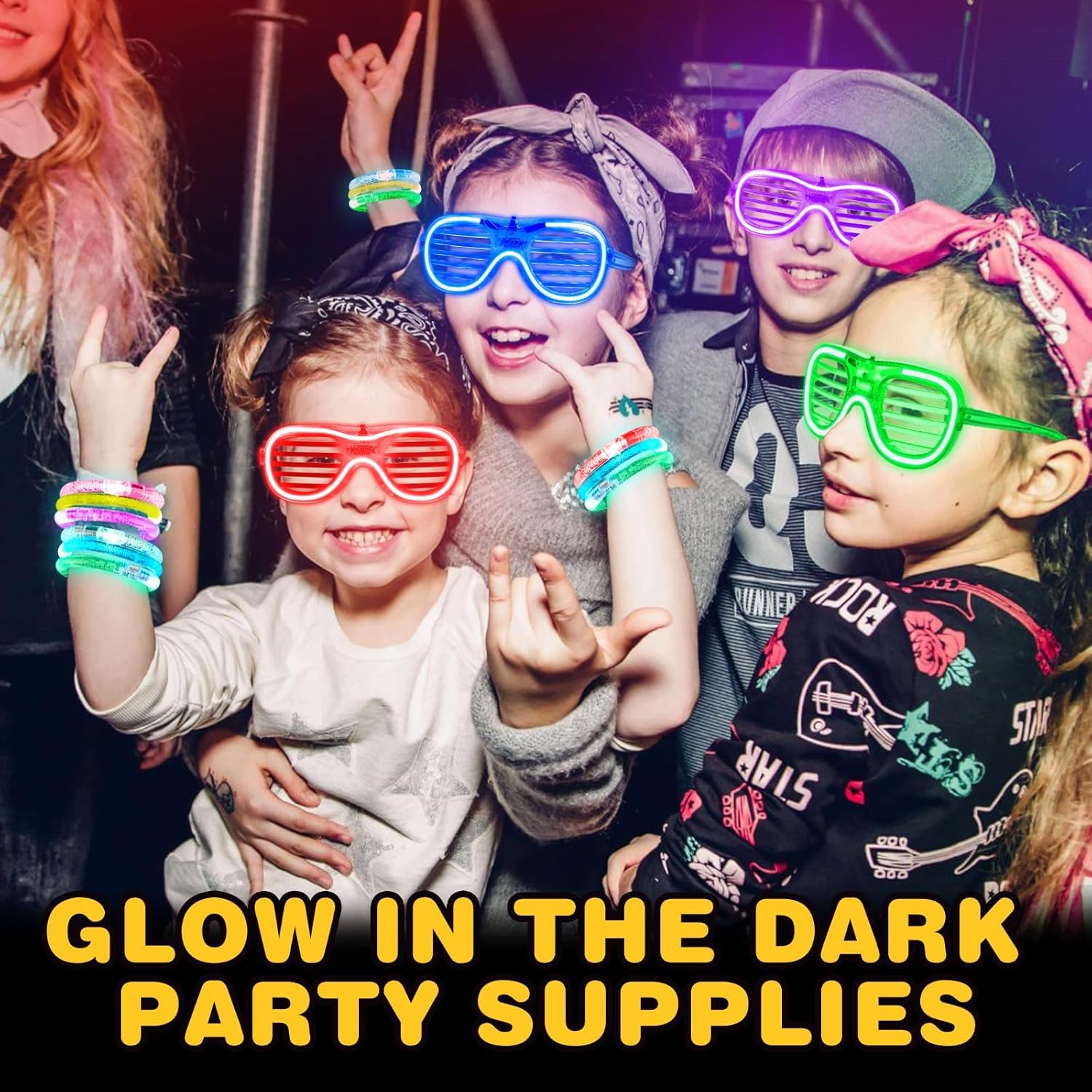 100 Pack Light up Glasses & LED Bracelets with 6 Colors & 3 Flashing Mode, Neon Bulk Gift for Kids and Adults Glow in the Dark Party favors, Halloween, Birthday, Wedding Supplies, Glow Bingo, Carnival