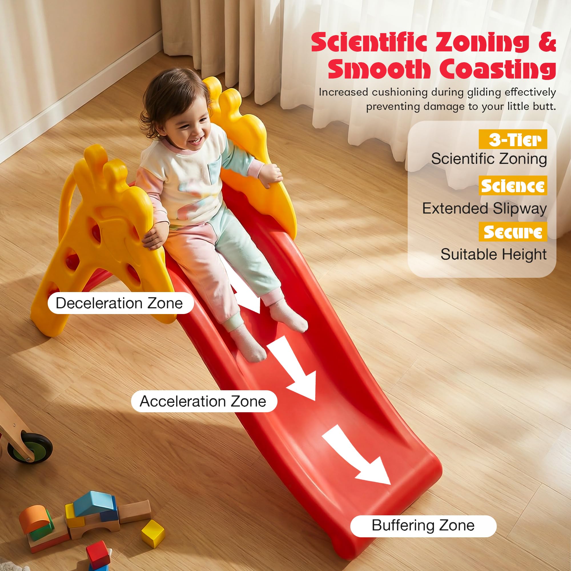 Baybee Baby Slides for Kids | Perfect Outdoor Garden Sliding with Climbing & Anti Slip Steps | Baby Play Area Indoor Setup for Babies | Freestanding Slider for Kids 2+ Years (Giraffe) 2